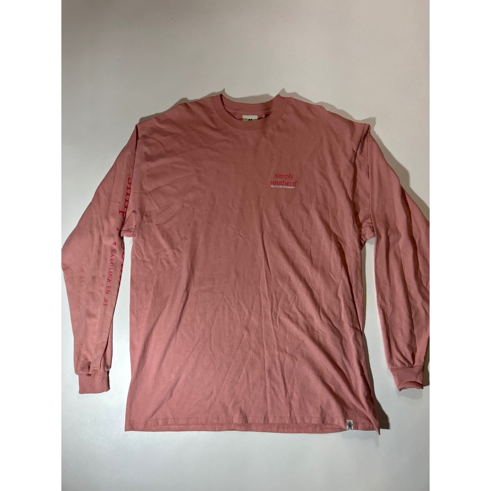 Simply Southern Graphic Tee Womens XL Pink Excellent Sweet Tea Waffle Fries LS
